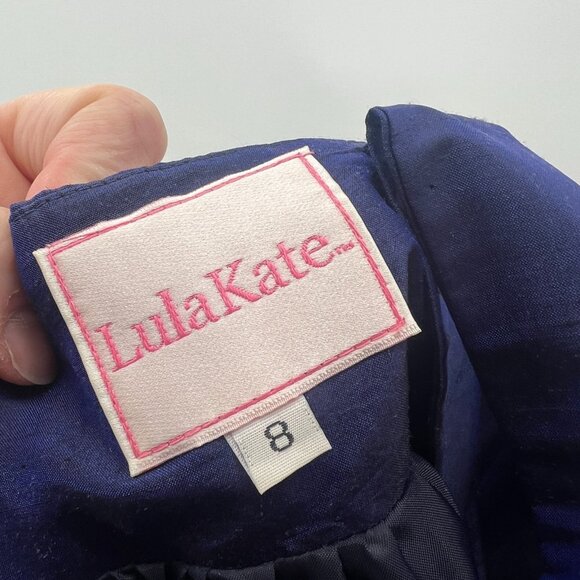 Lula Kate Deep Blue 100% Silk Cross Back Embellished Dress Women's 8 - Picture 9 of 9